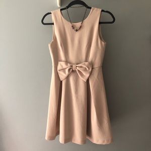 Tan Mini Dress with Bow Juniors Dress
